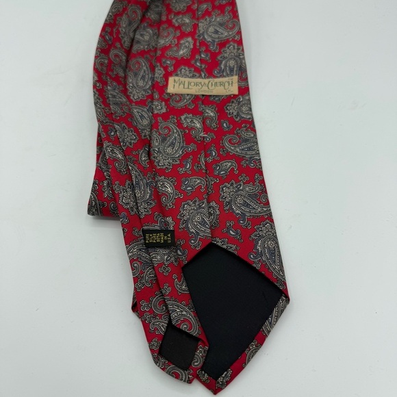 Mallory & Church Paisley Silk Tie Mens Red Gray Necktie 3x60 USA Made - Picture 4 of 4